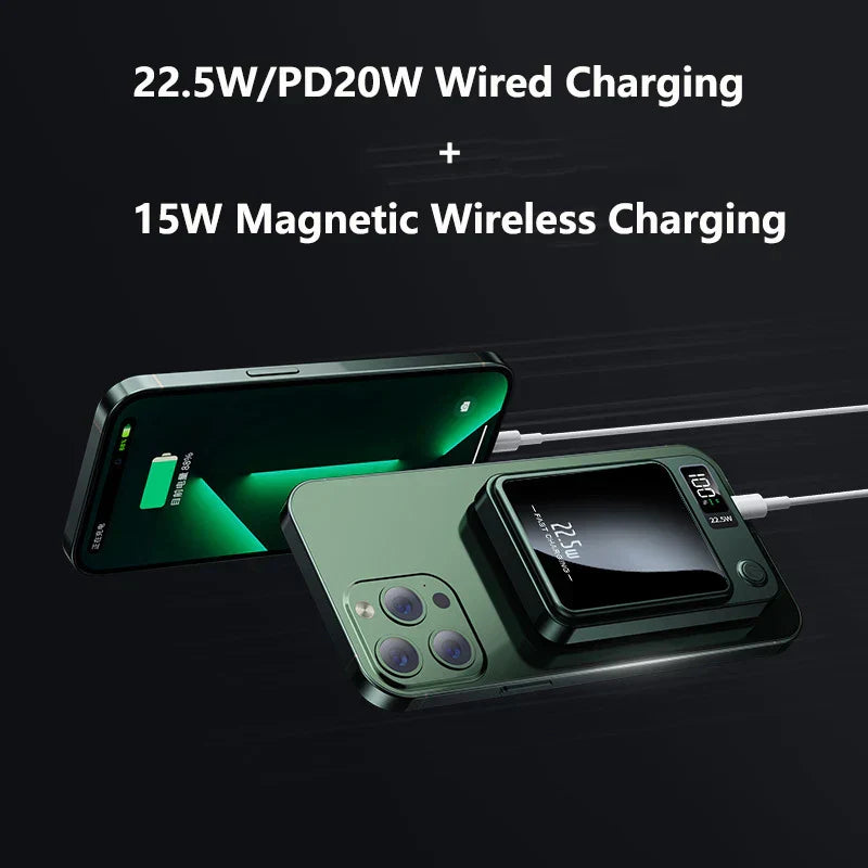 Trådløs Powerbank – 30000 mAh, 22.5W Hurtigopladning & Magnetisk Design