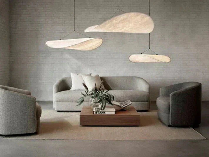 Lyra Pendelampe med LED Accent Tyvek Skærm og Chip Mønster