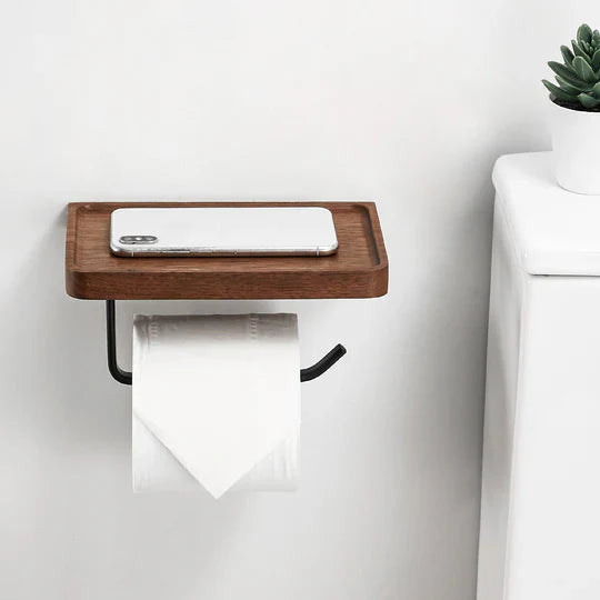WoodGuard - Elegant toiletrulleholder i træ til dine essentielle ting