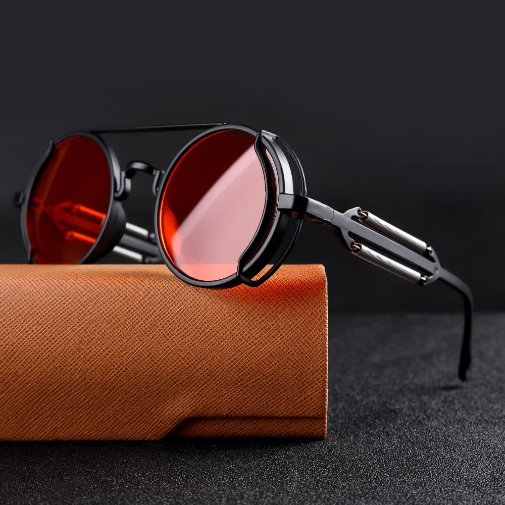 FluxNova Rogue Fusion Retro Runde Solbriller Med Spejl Linser Og Gear Detaljer