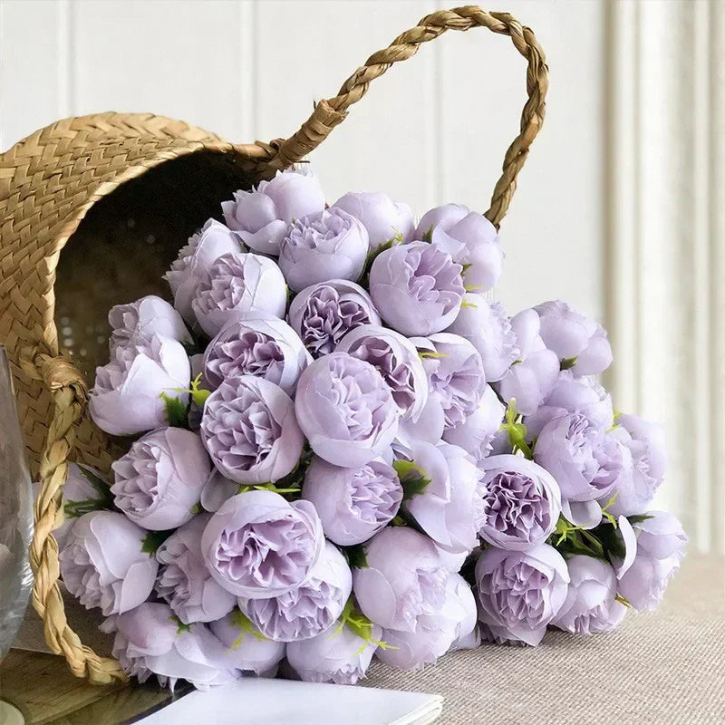 Romantisk Silke Pæon Buket Fra Lyra Med 27 Realistiske Blomster