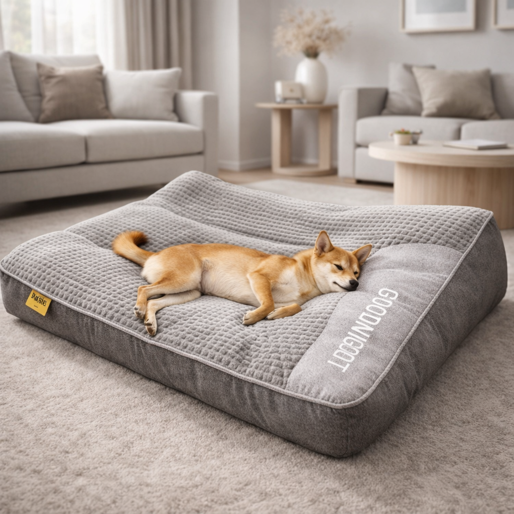 Ortopædisk Hundepude Stor – Luksus Memory Foam Hundeseng med Hovedstøtte