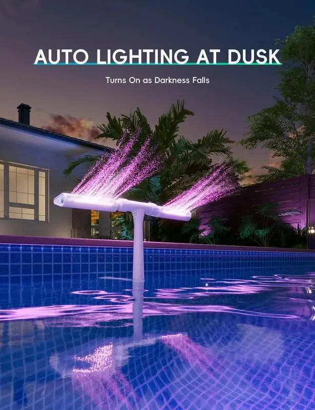 Sol-Poolfontæne med LED & Dobbelt Sprøjtebue – For natlig poolmagi