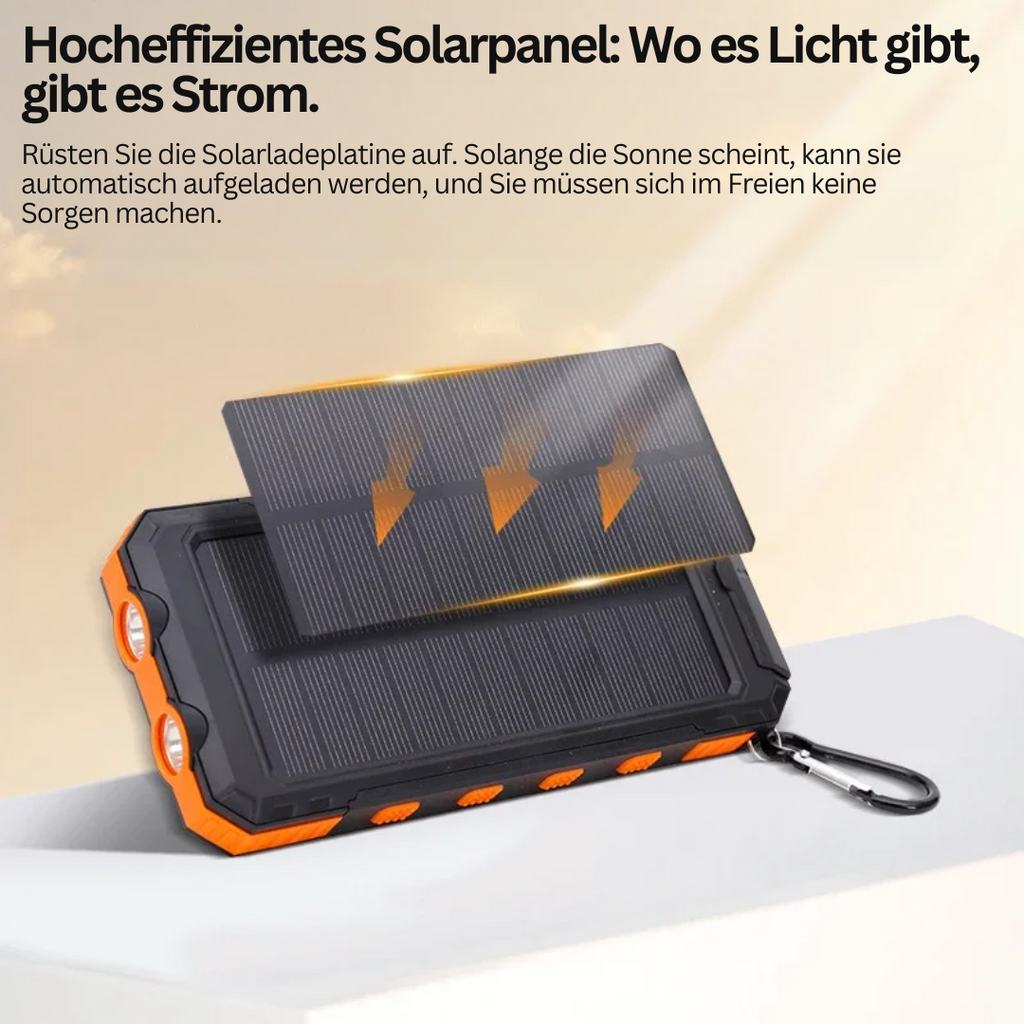 Solcelledrevet Powerbank med lommelygte – SolarCharge Pro
