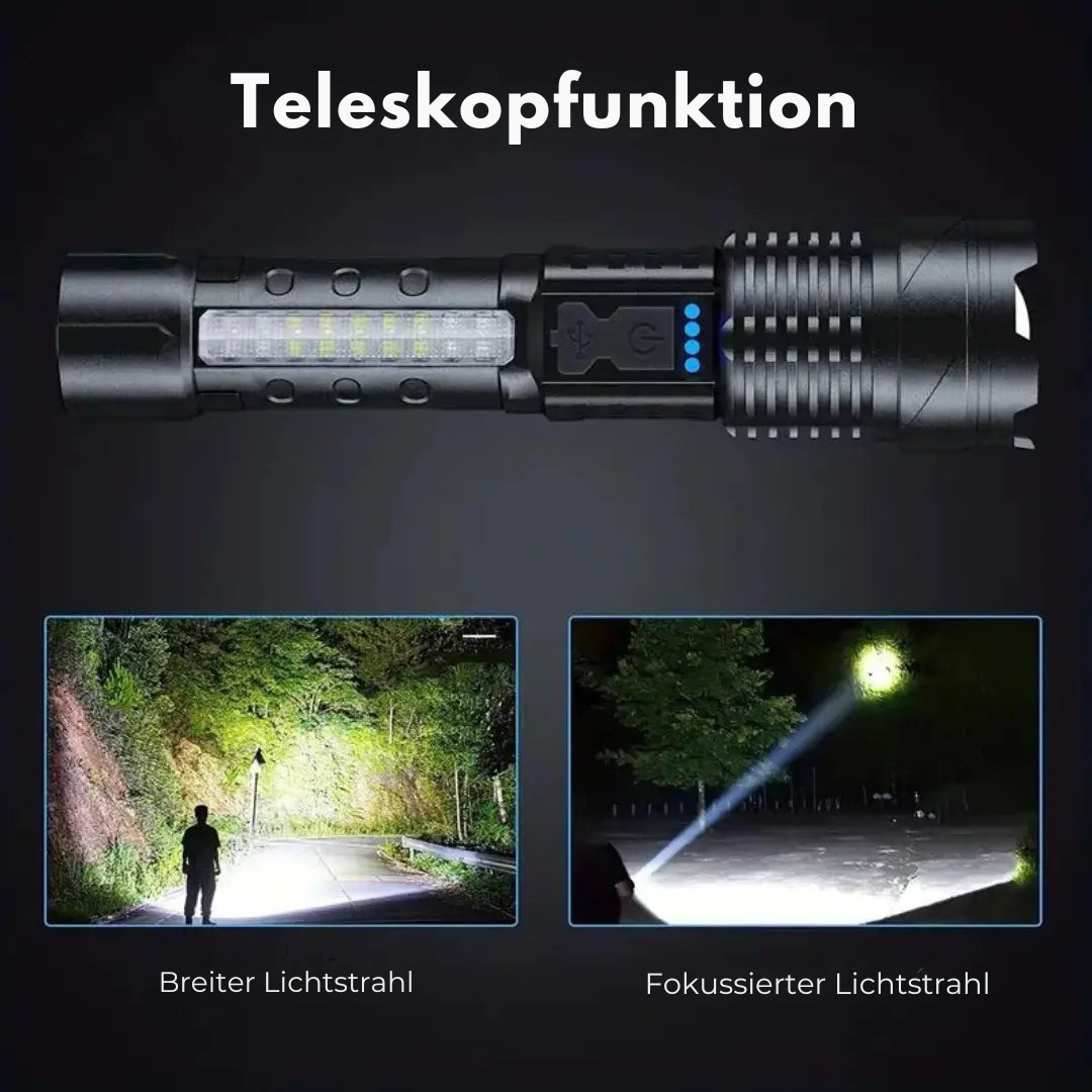 OutdoorHaven Militær-Lommelygte - 5000 Lumen, op til 1000m rækkevidde (dont put online)