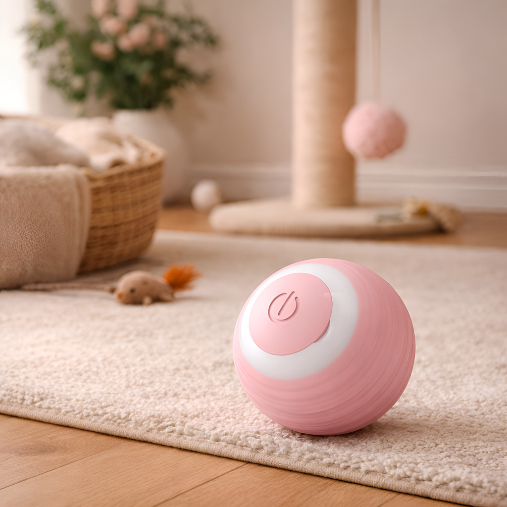 Aksel - Interaktiv Kattelegetøjsbold med 360° Rotation og USB Opladning