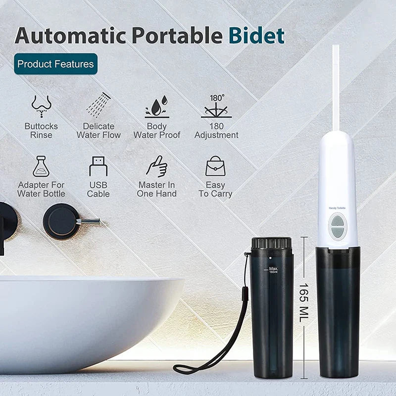Bærbart Bidet til Damer – Genopladelig Hygieneløsning med Dobbeltfunktion & Støjsvag Motor