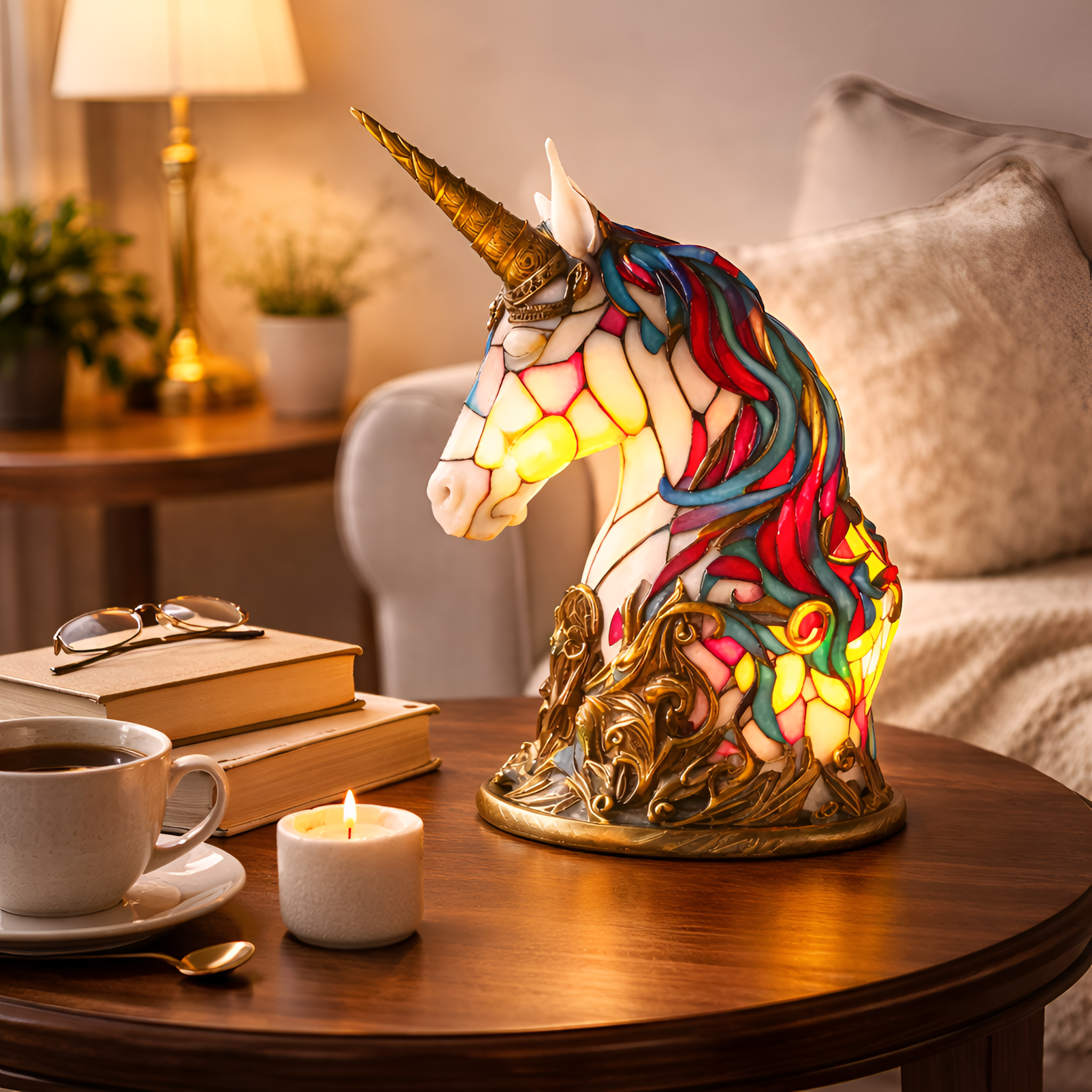 Samuel - Bordlampe i harpiks med dyremotiv