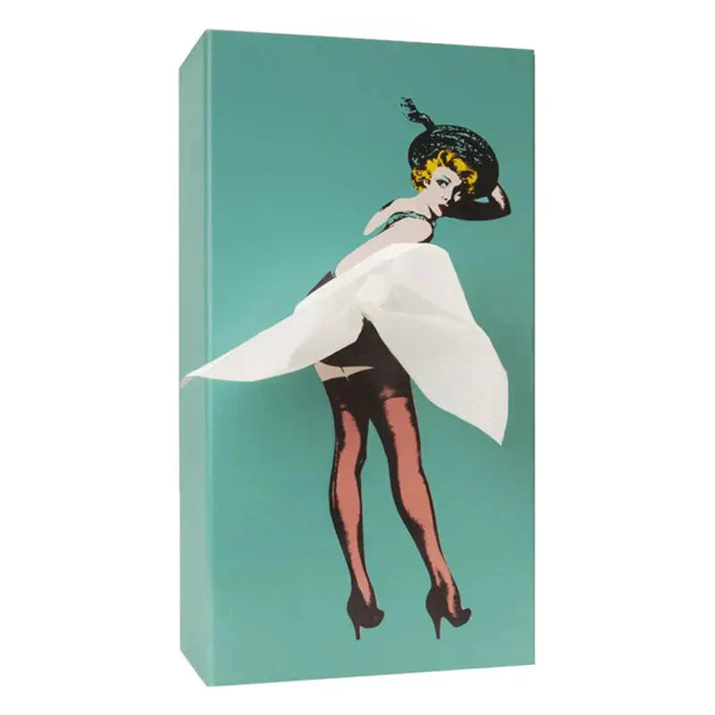 Kevara Mindeske Tissueskasse med Vintage Pin-Up Kjole Designs i Træfinish