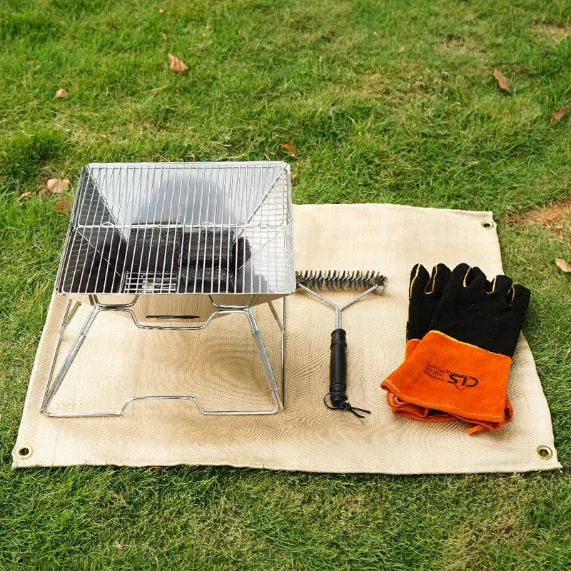 Brandsikker BBQ beskyttelsesmåtte i glasfiber – Varmebestandig grillunderlag op til 800°C