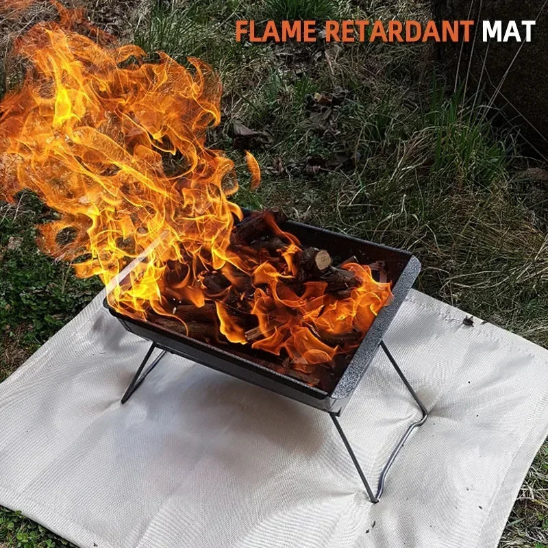 Brandsikker BBQ beskyttelsesmåtte i glasfiber – Varmebestandig grillunderlag op til 800°C