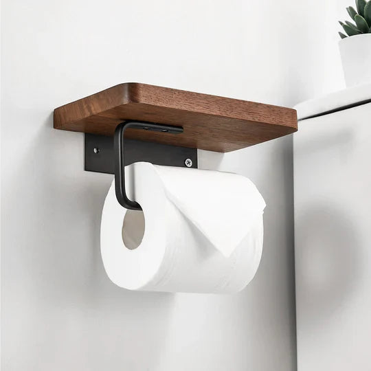 WoodGuard - Elegant toiletrulleholder i træ til dine essentielle ting