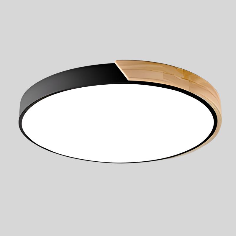 Aelora | Nordisk Træ Cirkulær Loftlampe med Varm Glød