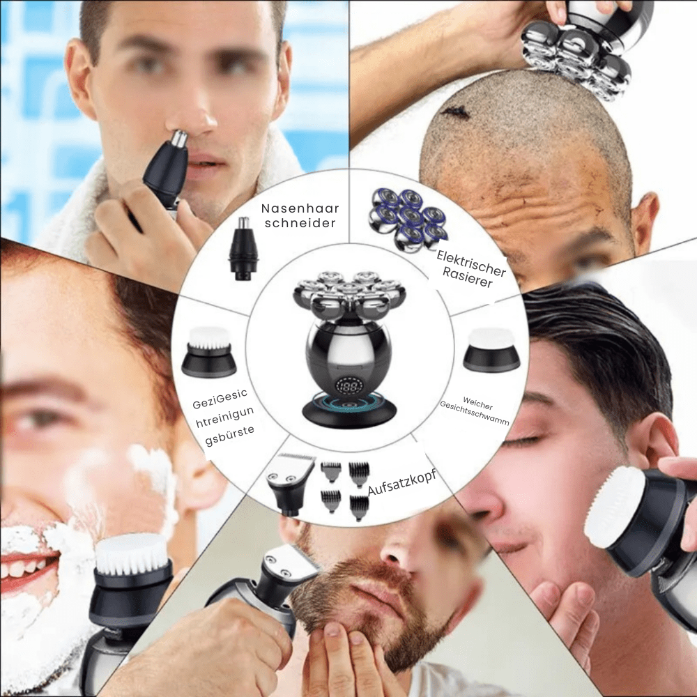 7D elektrisk barbermaskine med IP68 vandbeskyttelse og USB-opladning