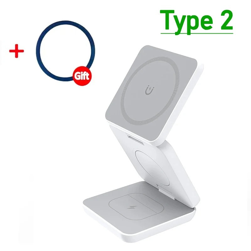 Kompakt Magnetisk Foldbar Trådløs Oplader til iPhone og AirPods