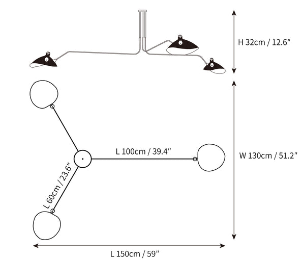 Serge Mouille Justerbar Loftlampe - Multi-Arm Design