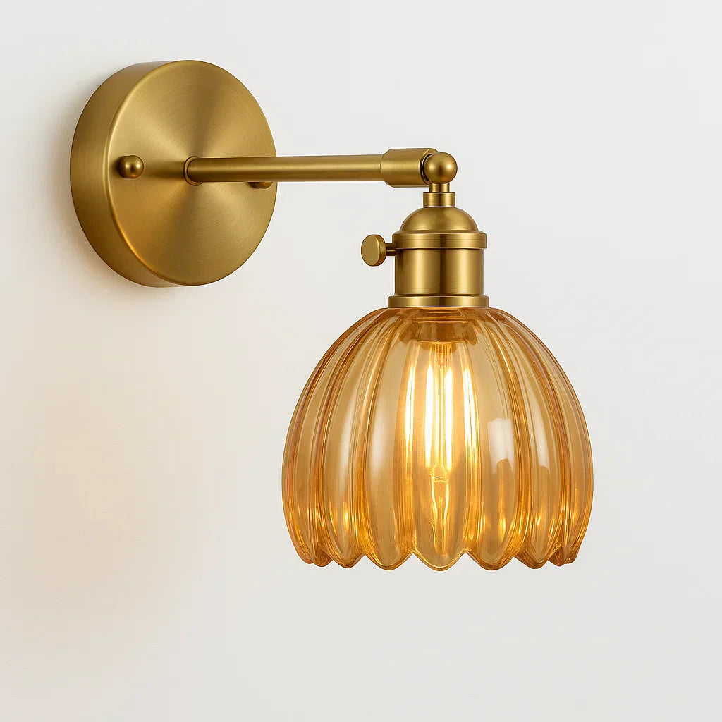 Retro Væglampe med Tulipan Glas Skærm | Vintage Stil