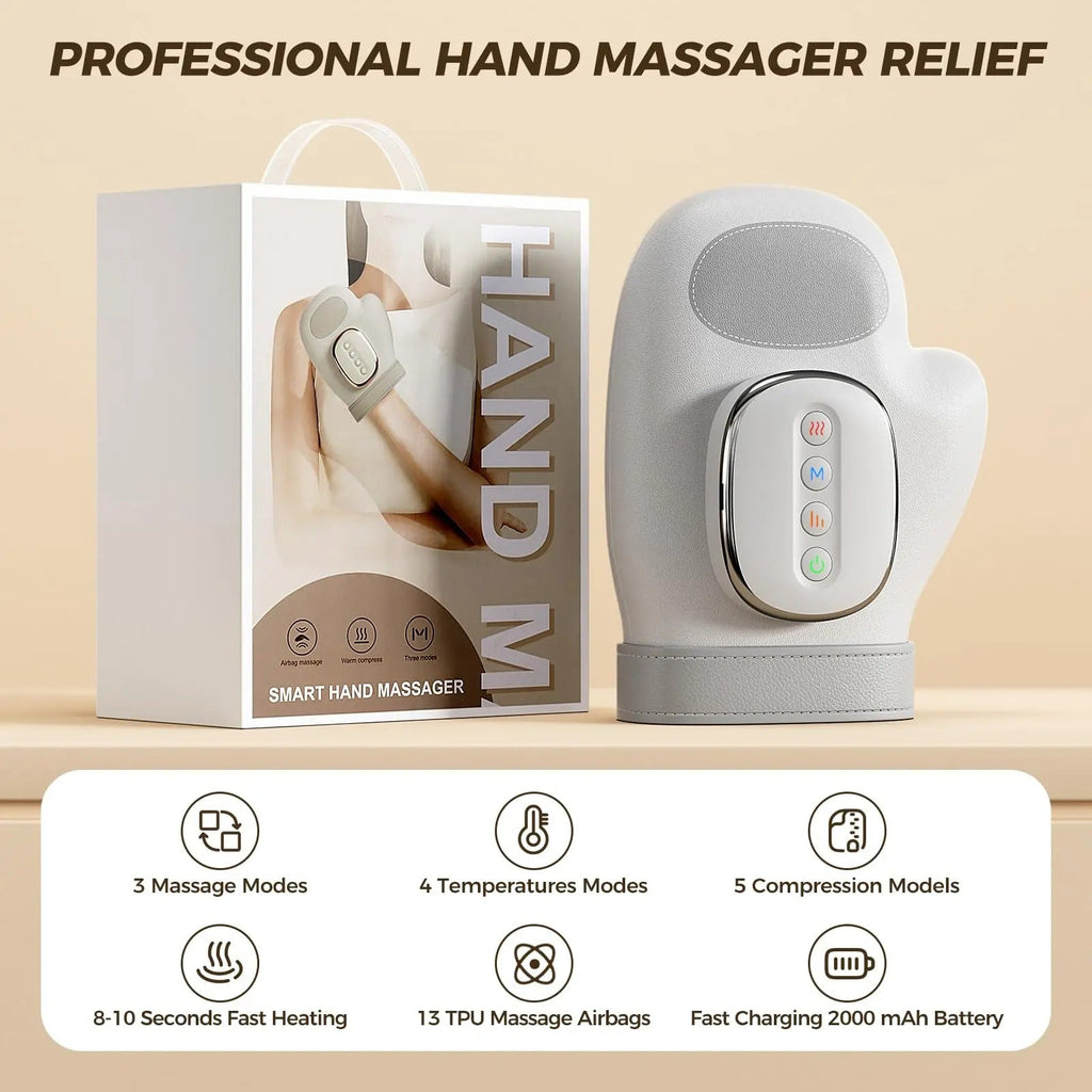 VelaPulse Håndmassageapparat med Varme og Luftkompression