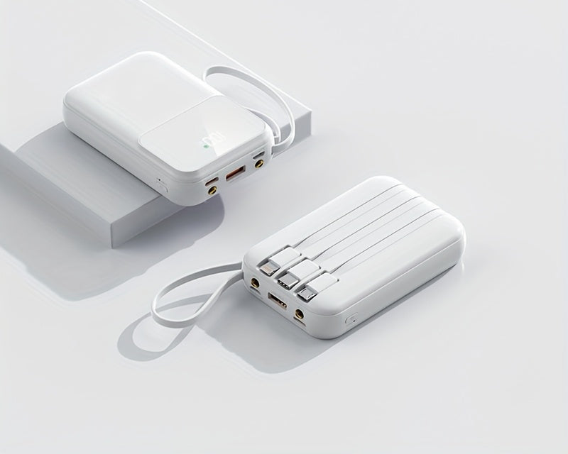 Ultimate Portable Power Bank 10000mAh - Hurtigopladning med indbyggede kabler