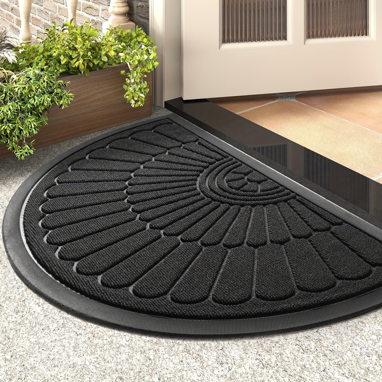 Bæredygtig Gummidoormat - Halvrund Design til Udendørs og Indendørs