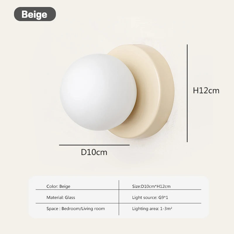 Nordisk G9 Base Glas Væglampe Minimalistisk Sconce til Soveværelse