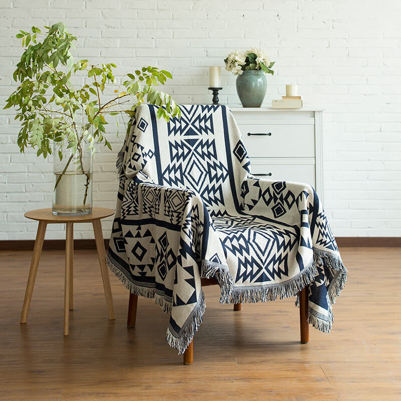 Bohemian Frynse Strikket Sofa Plaid