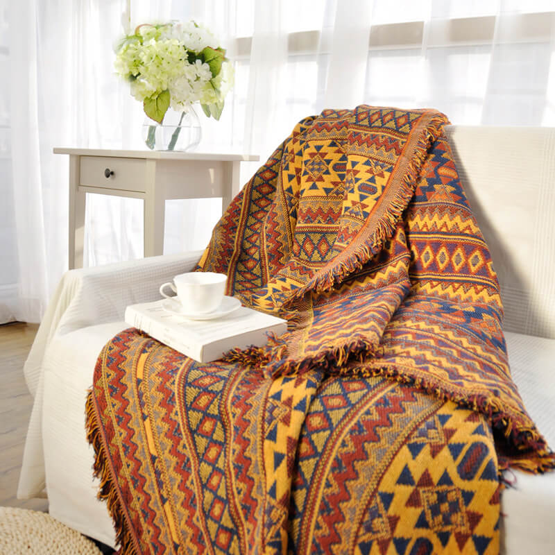 Bohemian Frynse Strikket Sofa Plaid