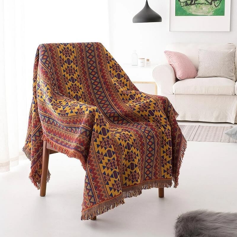 Bohemian Frynse Strikket Sofa Plaid