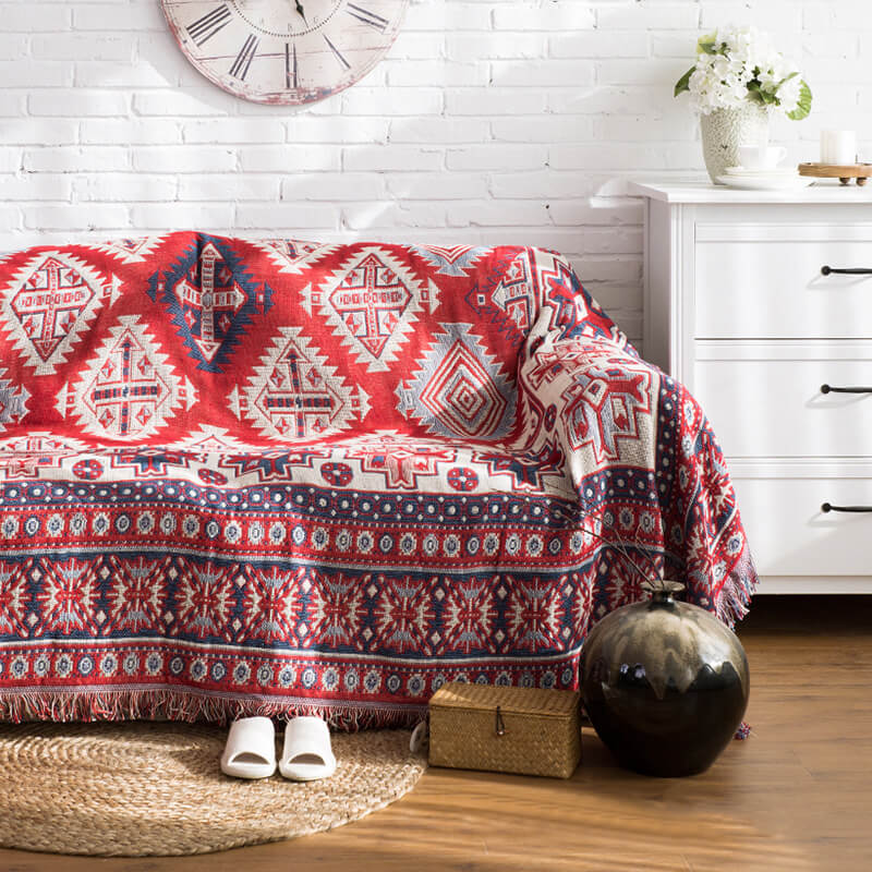 Bohemian Frynse Strikket Sofa Plaid