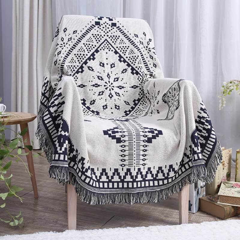 Bohemian Frynse Strikket Sofa Plaid