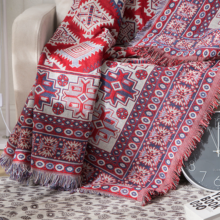 Bohemian Frynse Strikket Sofa Plaid