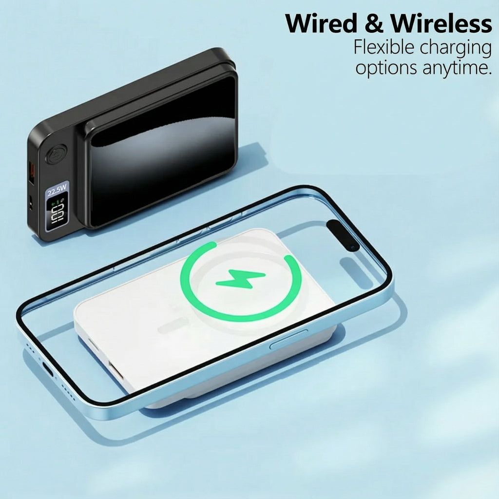 Trådløs Powerbank – 30000 mAh, 22.5W Hurtigopladning & Magnetisk Design