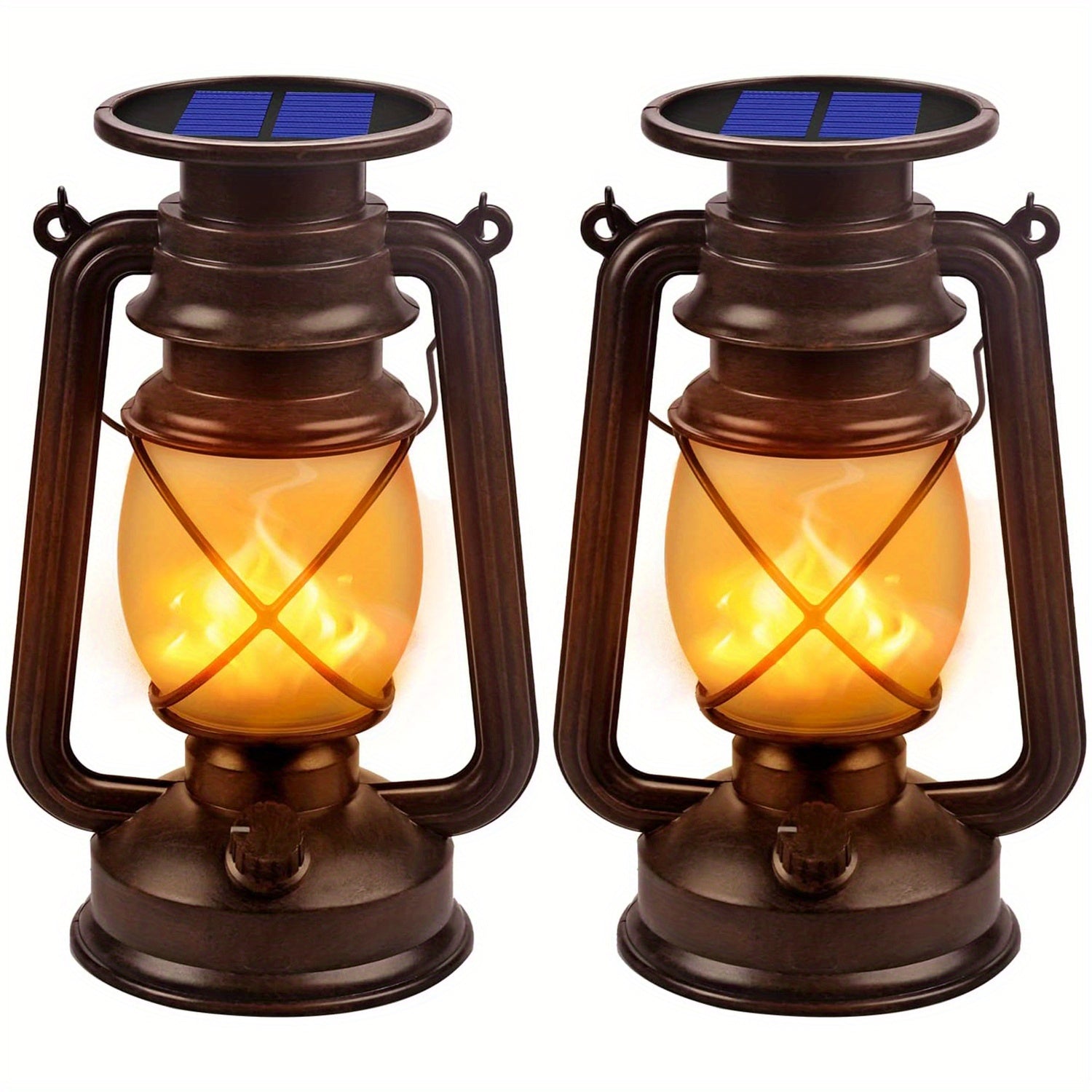 Sæt med 2 Solarlanterner – Vintage Dansende Flamme LED Lygter til Have og Terrasse