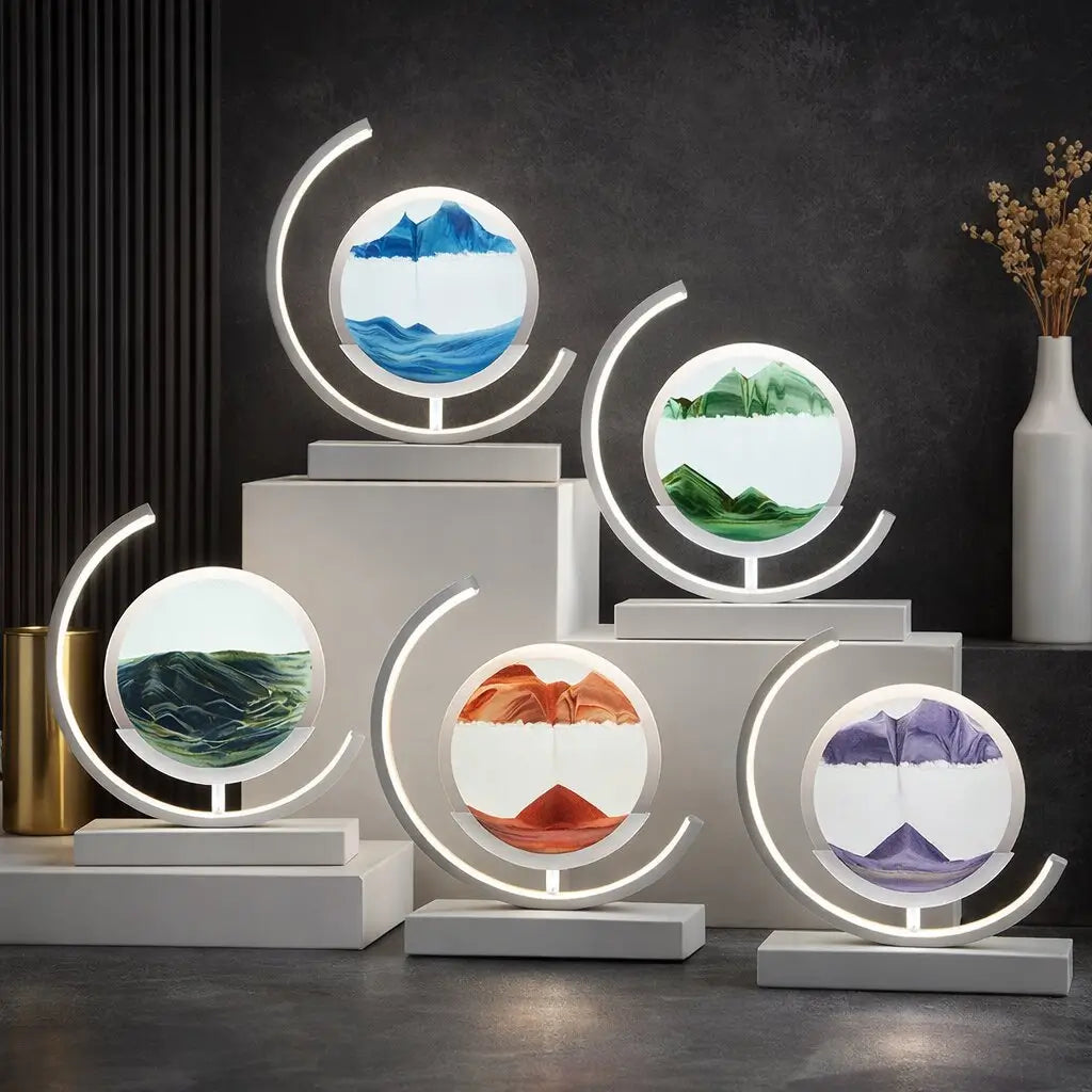 Deko LED Bordlampe | Moderne Designer Lampe | Sandbillede til Drejning | SandScape