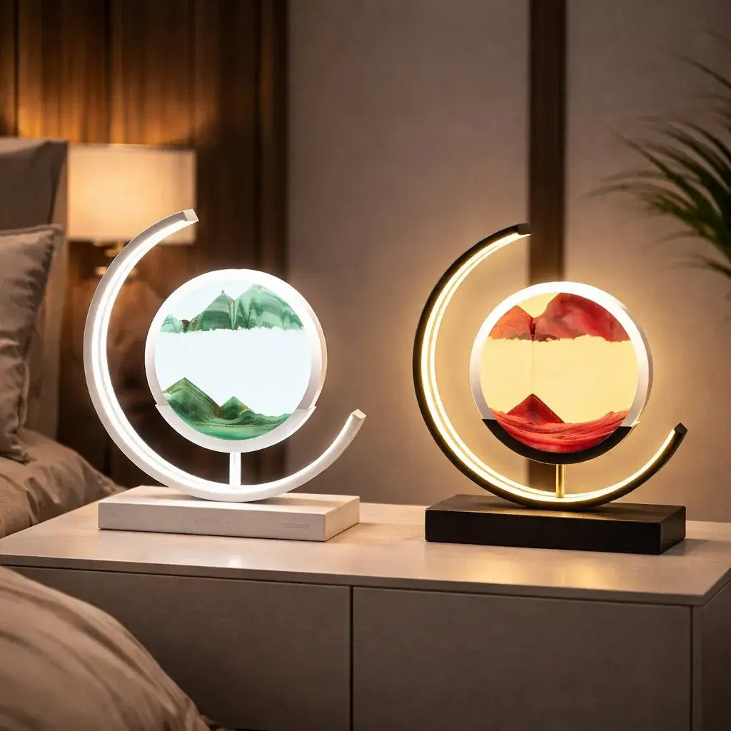 Deko LED Bordlampe | Moderne Designer Lampe | Sandbillede til Drejning | SandScape