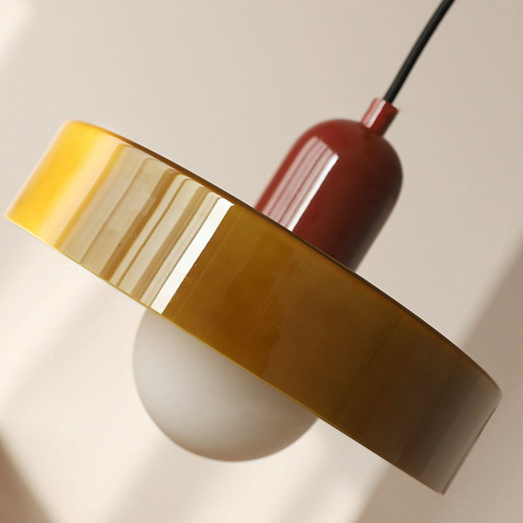 Bauhaus Pendellampe i Farget Glas med Justerbart Ophæng