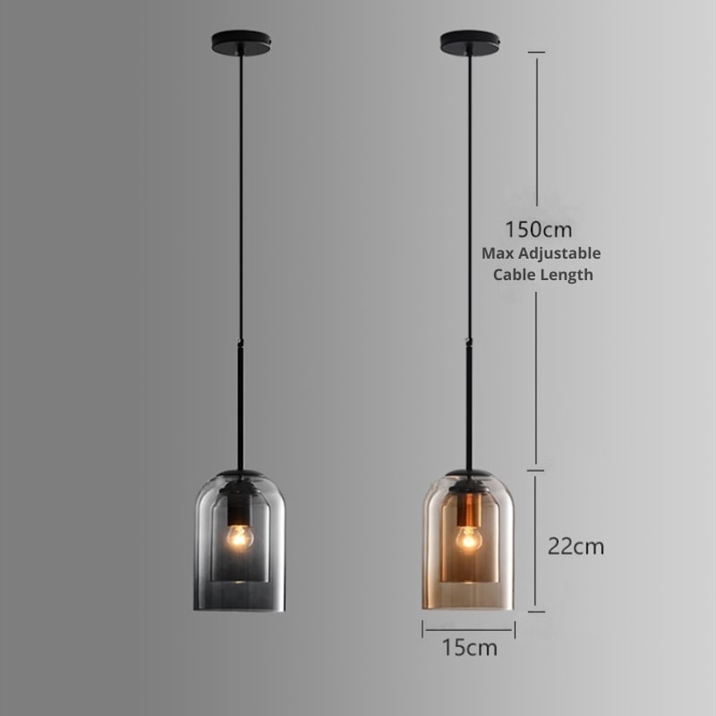 Stilfuld dobbeltglas pendellampe - AuraGlas