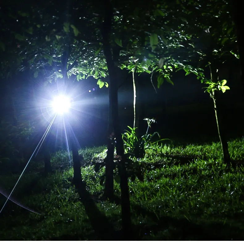 Kraftfuld vandtæt LED-hovedlampe med zoom og genopladeligt batteri