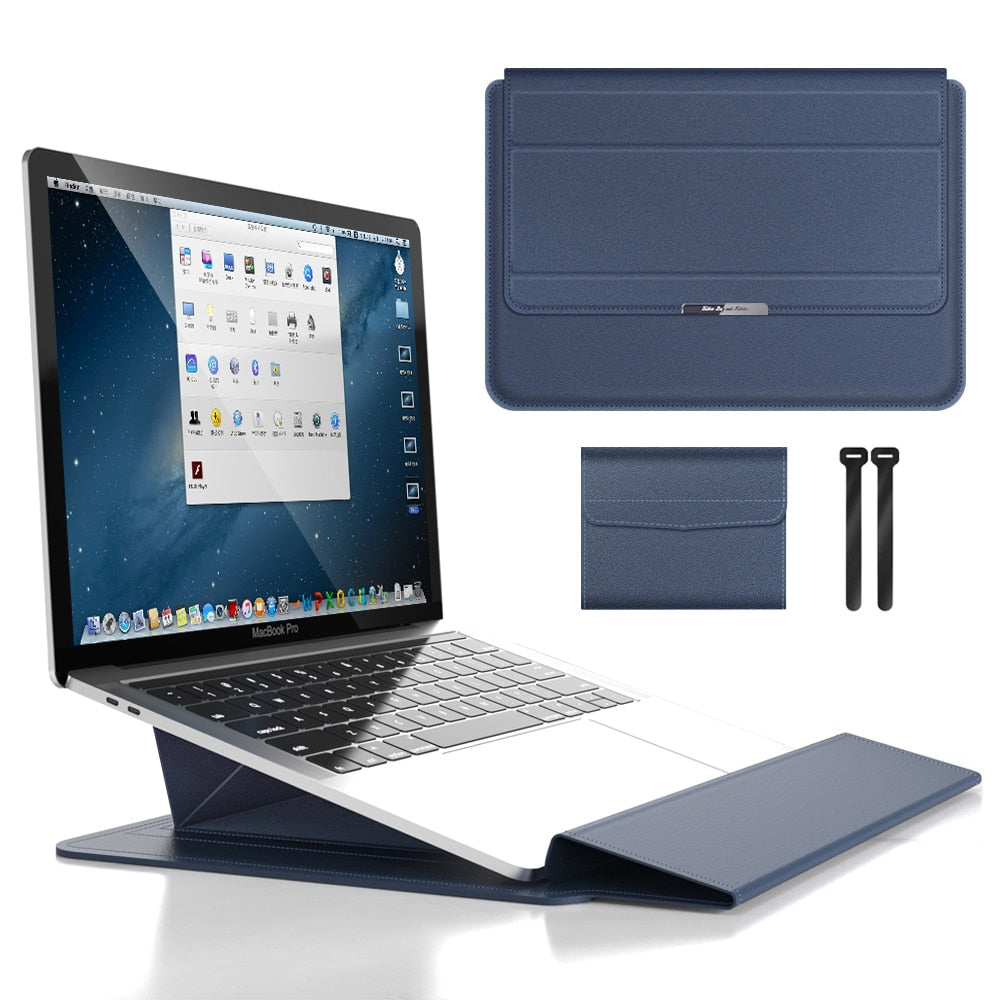 Laptop Sleeve med Indbygget Stativ – Beskyttende Etui til 11–16 tommer Laptops
