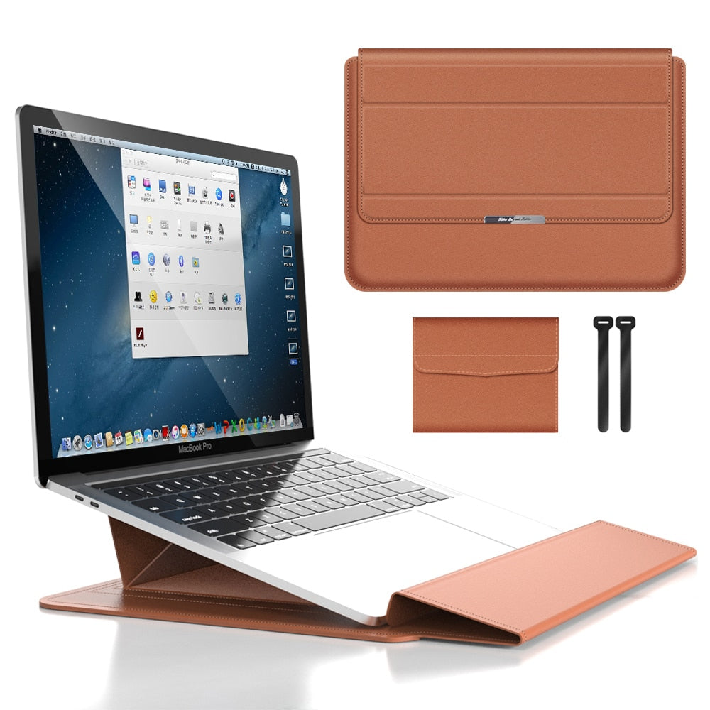 Laptop Sleeve med Indbygget Stativ – Beskyttende Etui til 11–16 tommer Laptops