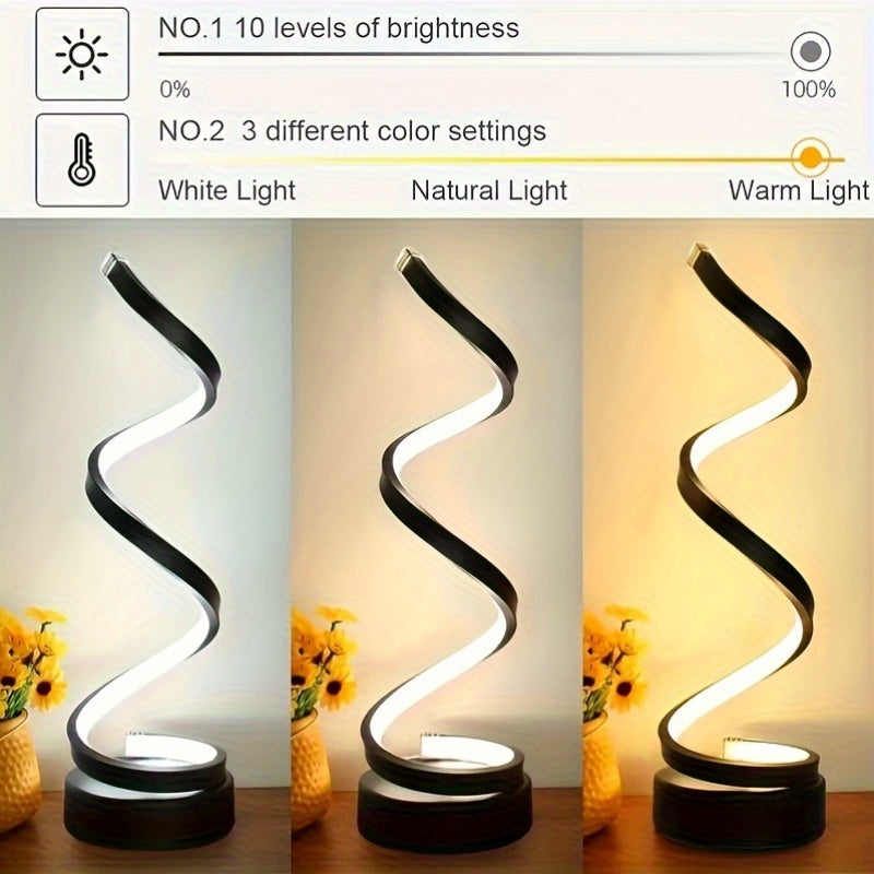 Spiral LED Skrivebordslampe – Moderne Dæmpbar Belysning