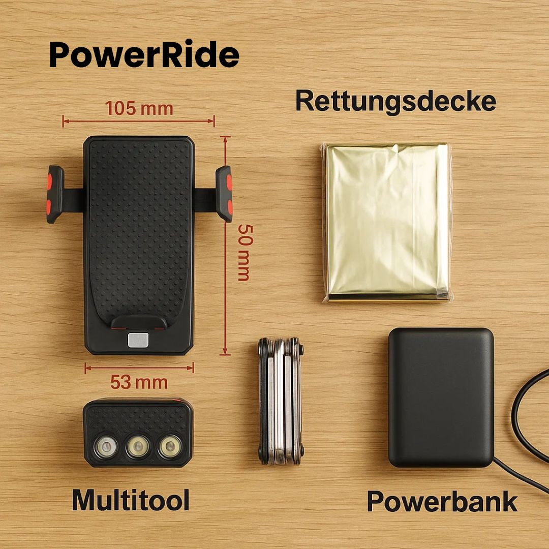 Cykellygte med telefonholder & powerbank | Cykelbelysning foran | PowerRide