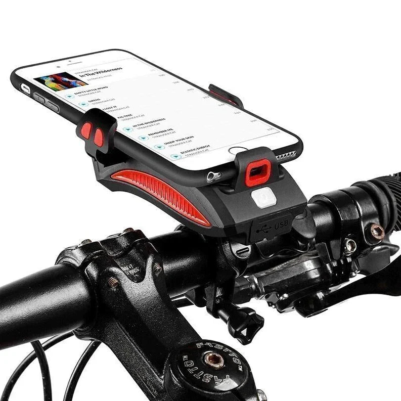 Cykellygte med telefonholder & powerbank | Cykelbelysning foran | PowerRide