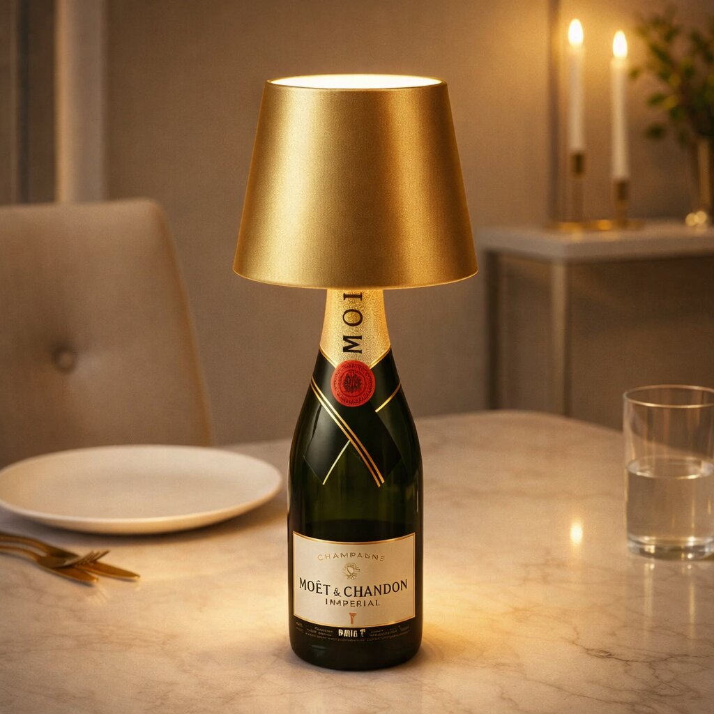 Flaske lys | Flaske som bordlampe | Genopladelig bordlampe | Flaskekapsel | LumiFlaske