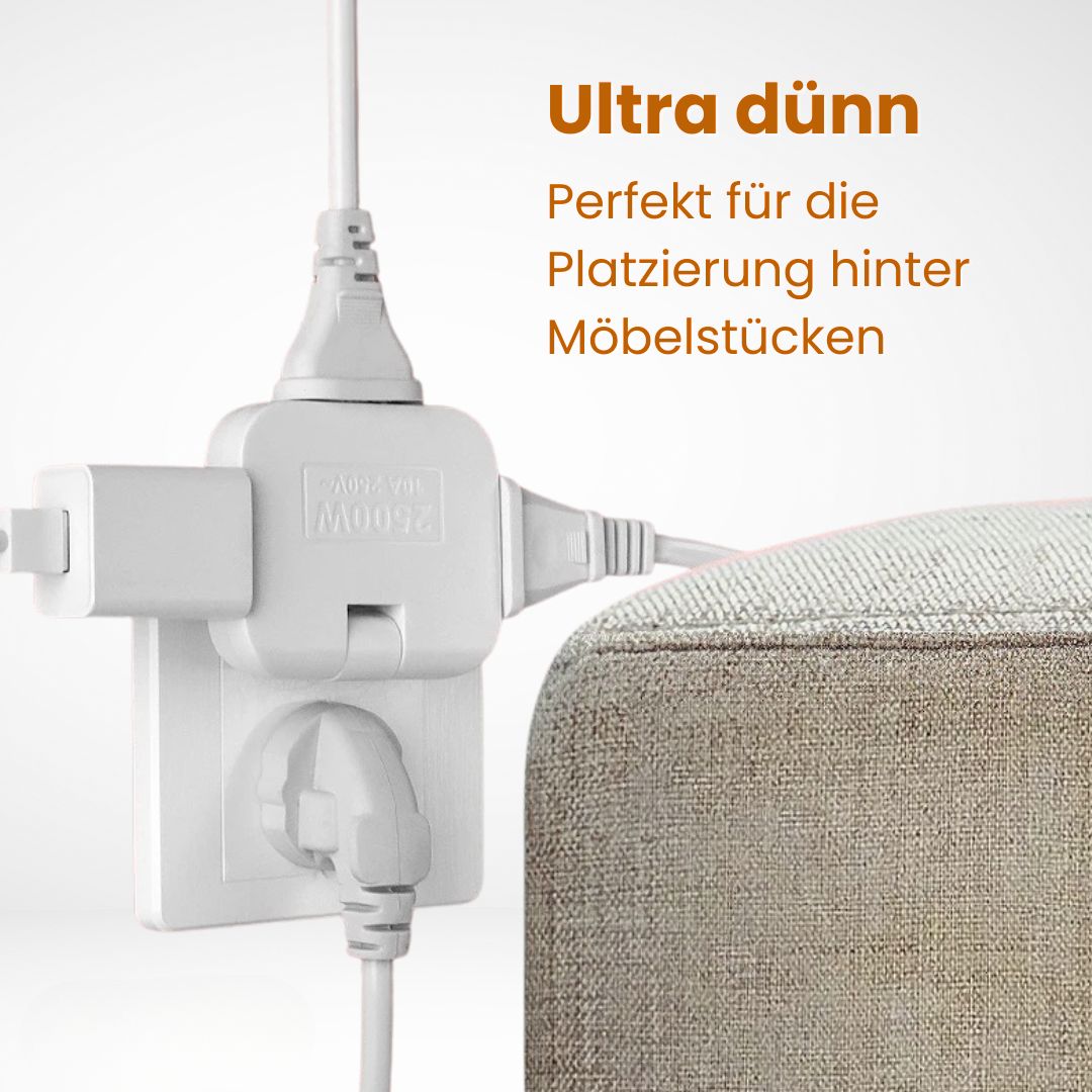 Flachstecker | Tre-dobbelt Flad Stikkontakt | FlexiPlug