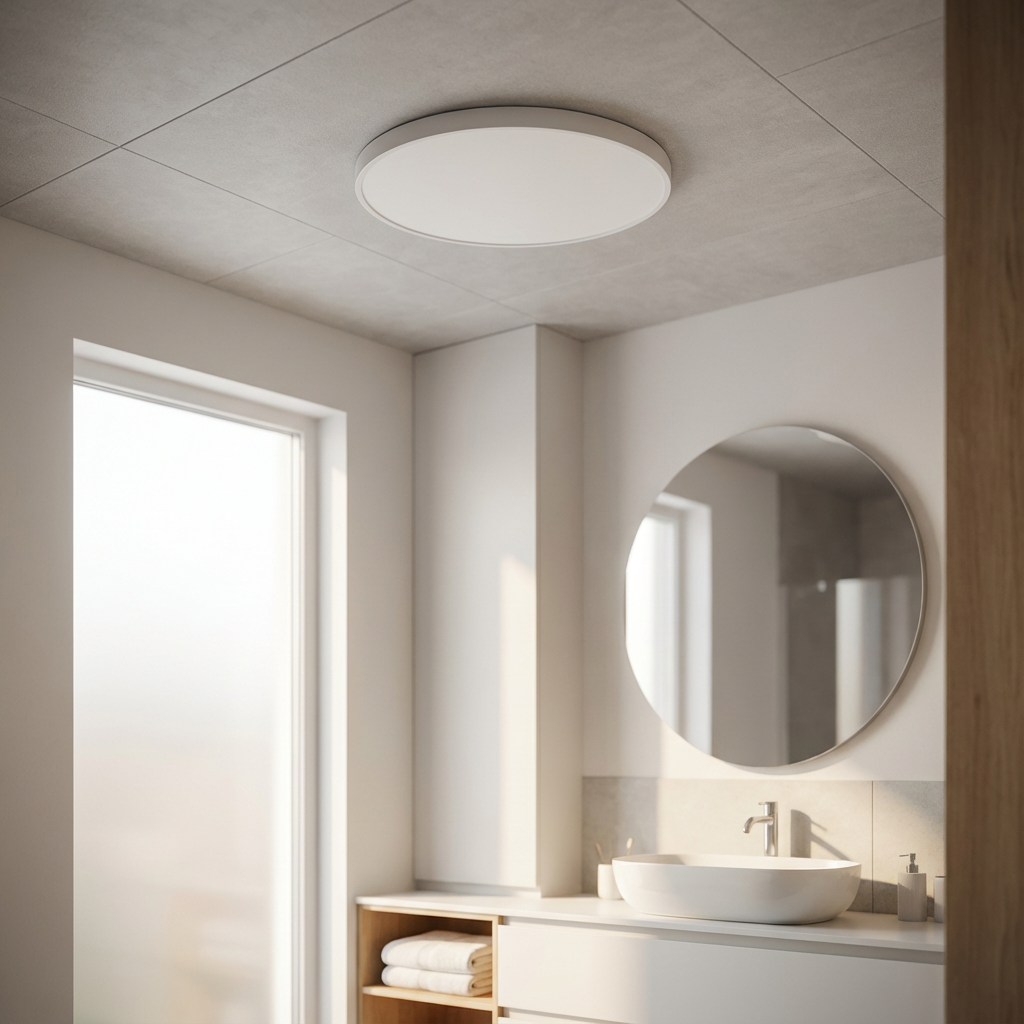 Rund LED Loftlampe med Guldkant – Slank Design og Blødt Lys