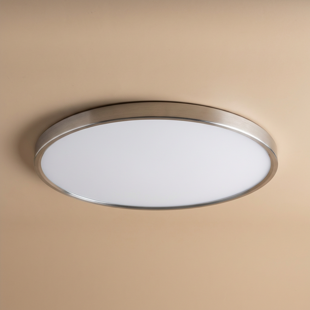 Rund LED Loftlampe med Guldkant – Slank Design og Blødt Lys