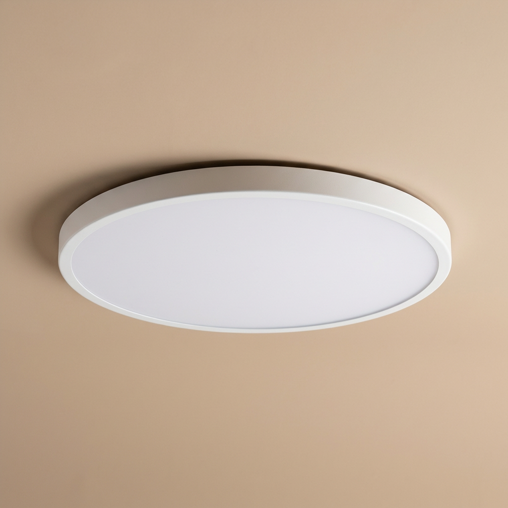 Rund LED Loftlampe med Guldkant – Slank Design og Blødt Lys