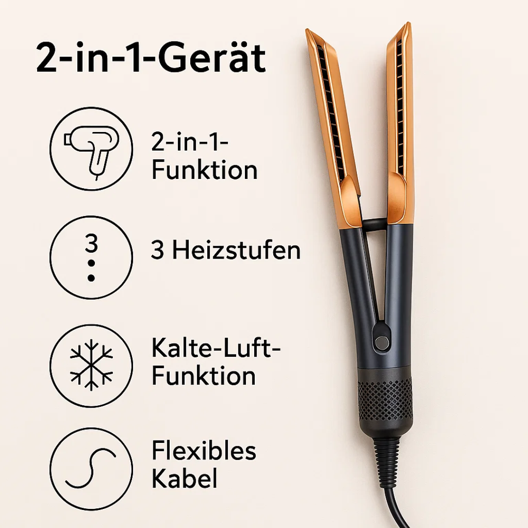 Føn & Glattejern i 1 | 2 i 1 Hårstyler | Volyra