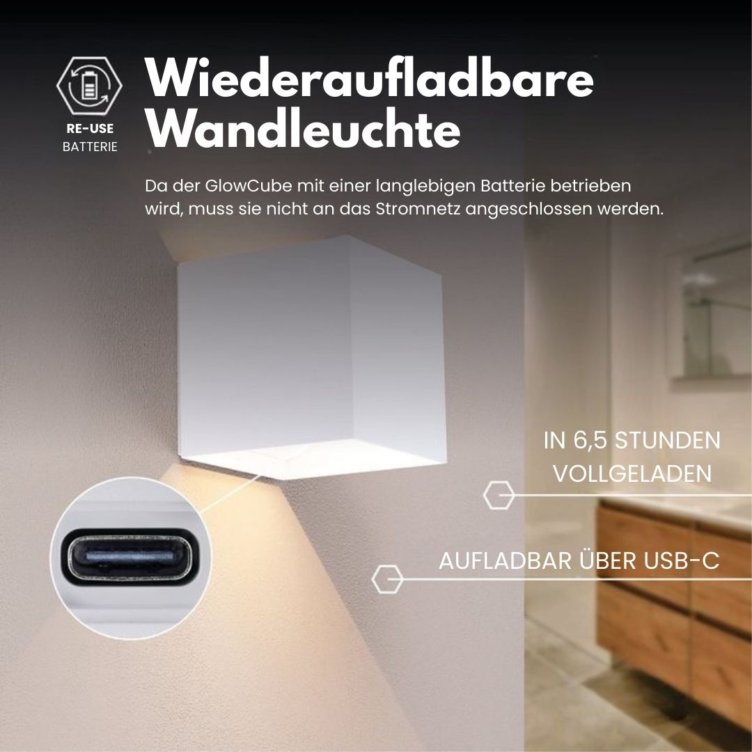 Trådløs væglampe til indendørs og udendørs brug | LED væglampe med batteri og sensor i sort og hvid